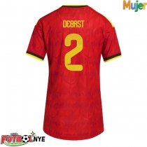Camiseta Bélgica Zeno Debast #2 Primera Equipación para mujer Mundial 2026 manga corta